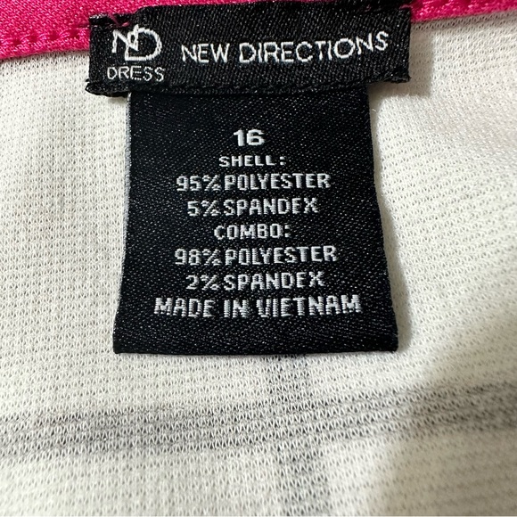 NEW DIRECTIONS Black White Pink MultiColored Windowpane Plaid Dress SZ 16 - Picture 4 of 7